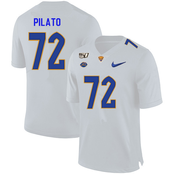 2019 Men #72 Tony Pilato Pitt Panthers College Football Jerseys Sale-White